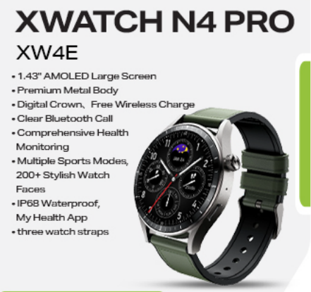 Infinix XWatch N4 Pro XW4E | 1.43" AMOLED | Wireless Charging | Metal Body | 200+ Watch Faces | IP68