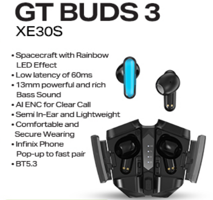 GT BUDS 3 XE30S | LED Gaming Earbuds with AI ENC & Deep Bass