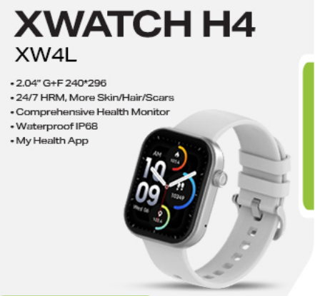 Infinix XWatch H4 XW4L | 2.04" Display | 24/7 HRM | IP68 Waterproof | My Health App Compatible