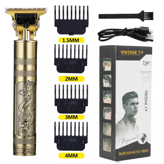 Original Vintage T9 Hair Trimmer Metal body USB Rechargeable Beard Clipper Hair Removal Cutting Machine
